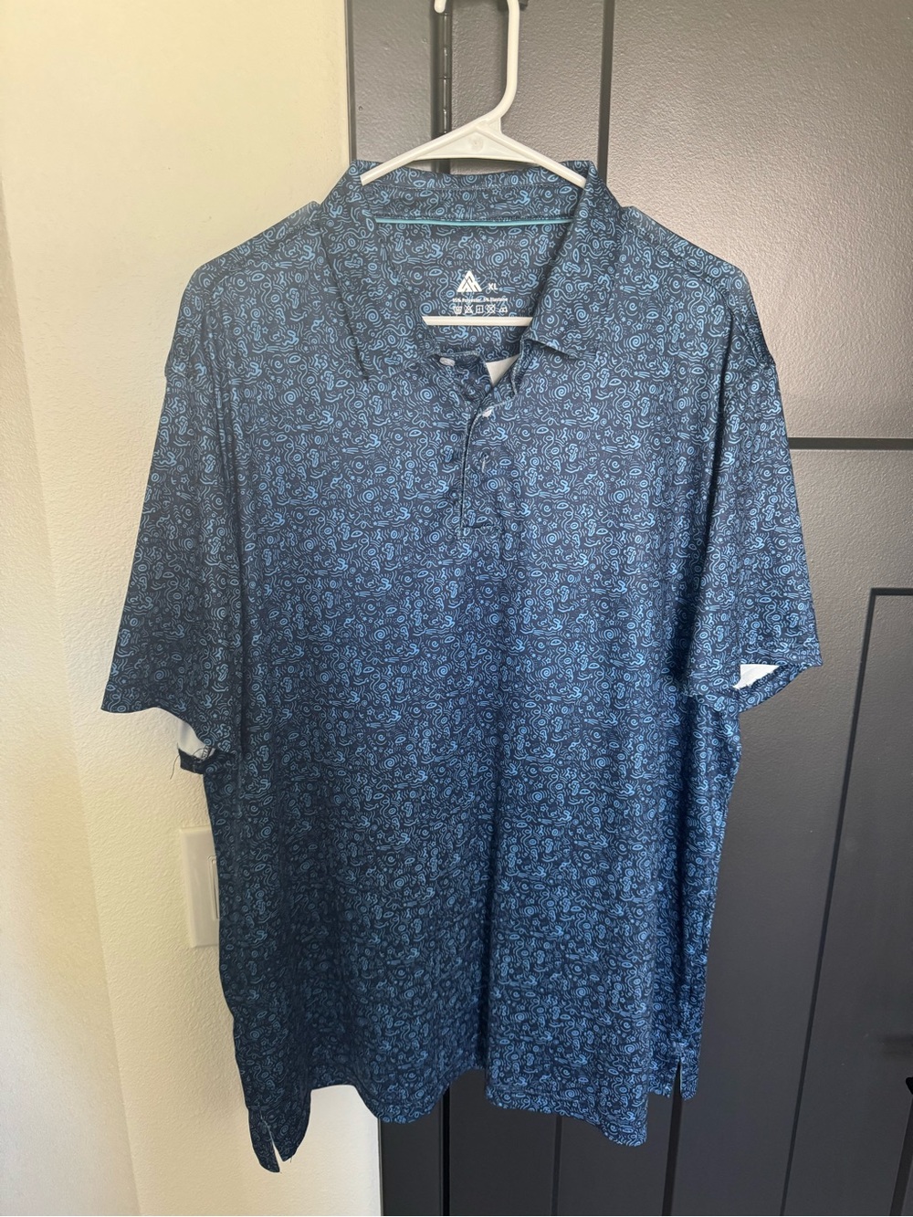 Adidas Men’s Blue Paisley Performance Golf Polo
